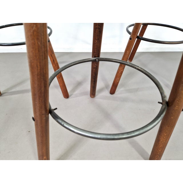 Brown Spanish Marbella Bar Stools attributed to Sergio Rodrigues, 1960s, Set of 3 For Sale - Image 8 of 10
