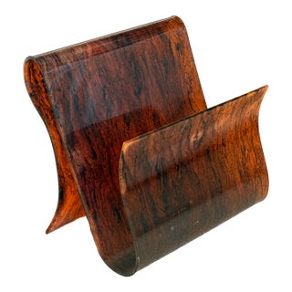 Very Rare Vintage 1970's Mid Century Modern Free Form Magazine Rack in Faux Tortoiseshell Lucite / Plexiglass For Sale