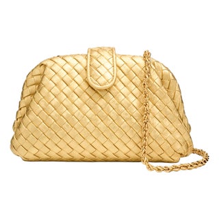 2025 Bottega Veneta Lauren 1980 Gold Leather Clutch Shoulder Bag Pouch Handbag For Sale