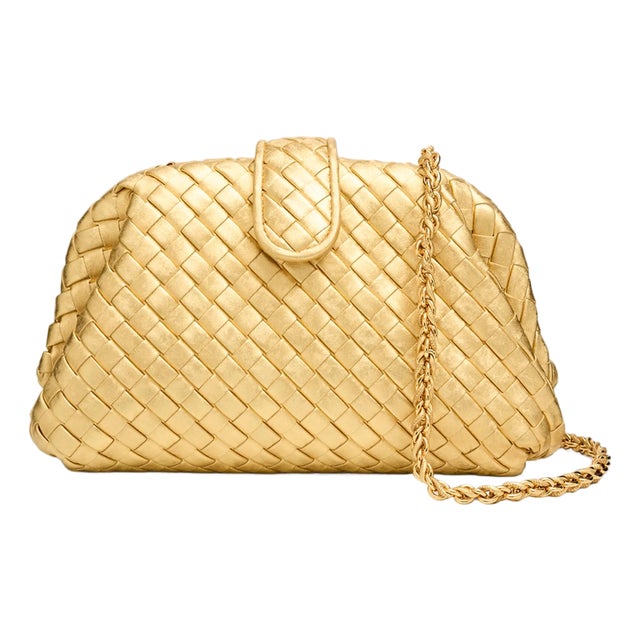 2025 Bottega Veneta Lauren 1980 Gold Leather Clutch Shoulder Bag Pouch Handbag For Sale
