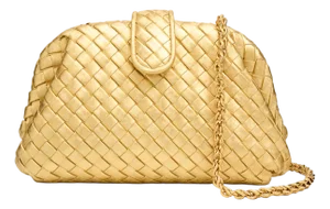 2025 Bottega Veneta Lauren 1980 Gold Leather Clutch Shoulder Bag Pouch Handbag