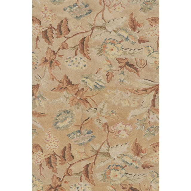 Rug & Kilim’s Aubusson Style Rug in Beige-Brown With Blue and Pink Florals For Sale In New York - Image 6 of 7