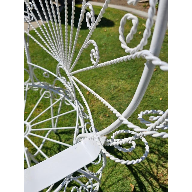 Vintage White Wrought Iron Peacock Armchairs-Set of Two For Sale - Image 9 of 18