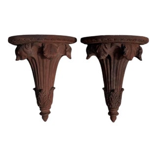 Vintage Neoclassical Acanthus Architectural Wall Corbels, Pair For Sale