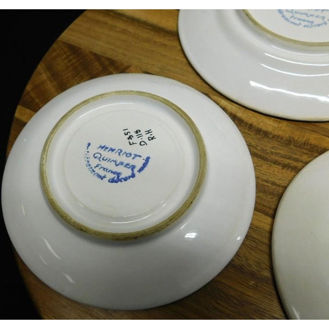 Ceramic Vintage Henriot Quimper Faience Hand-Painted Plates - Set of 3 For Sale - Image 7 of 8