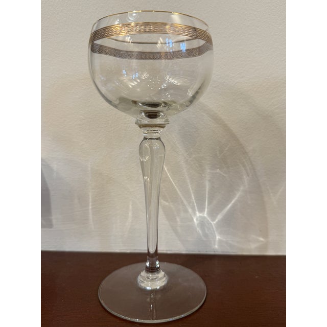 Vintage Italian Gold Rimmed Handblown Coupe Glasses For Sale In Boston - Image 6 of 7