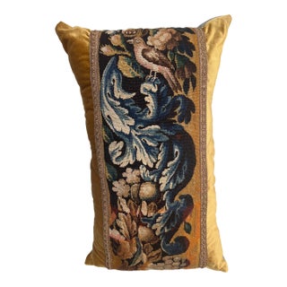 Pillow With 18th Century Tapestry - Bird and Fruit For Sale