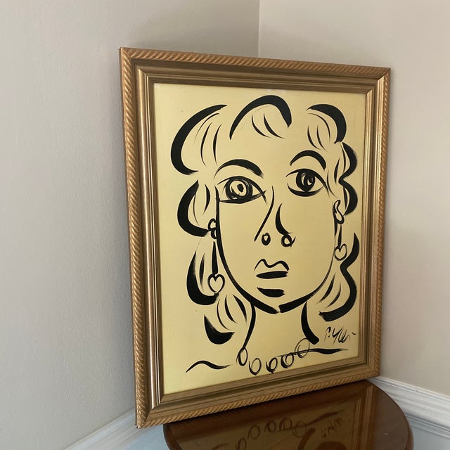 1970s Abstract Portrait Painting by Peter Keil, Framed For Sale In Atlanta - Image 6 of 8