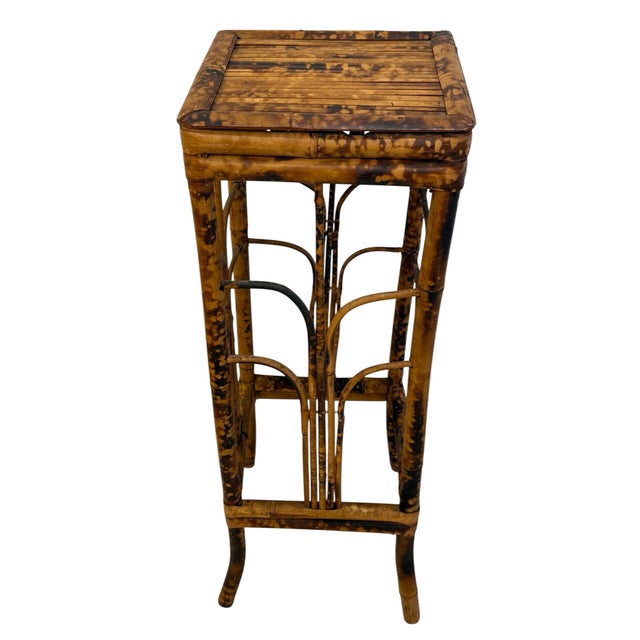 English Vintage Tall Tortoise Rattan Plant Stand For Sale - Image 3 of 7