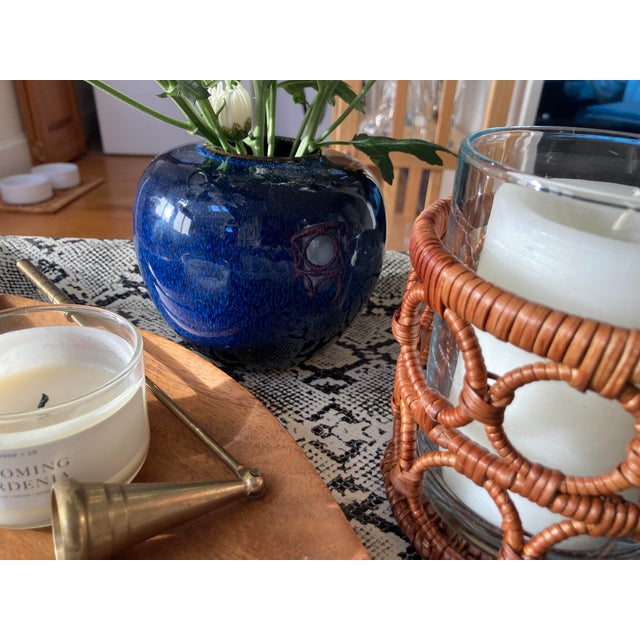 Japanese Vintage Otagiri Japanese Vase in Midnight Blue Glaze For Sale - Image 3 of 6