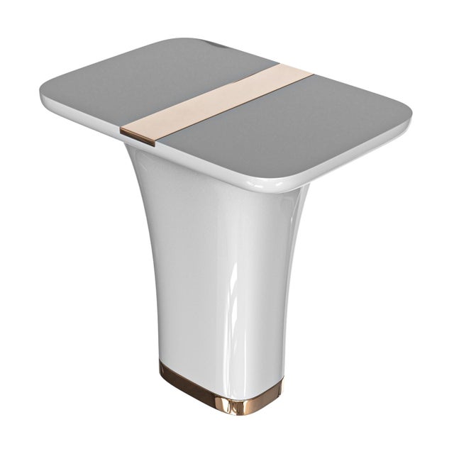 "Perla" Side Table with Stainless Steel and Bronze Details, Handmade Bizimyer Furniture. Unmatched. Unrivalled. Designed...