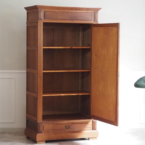 Louis XVI Style Oak Wardrobe with Mirrored Door, 1900 For Sale - Image 13 of 14