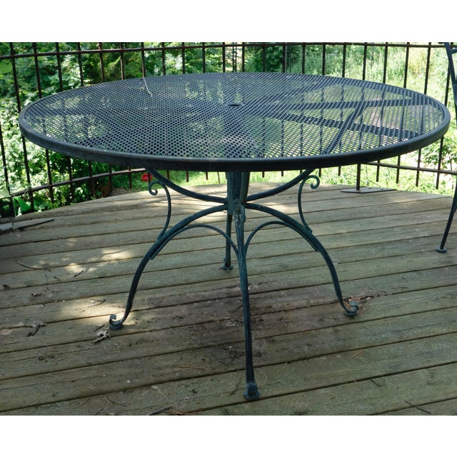 French 1990s Wrought Iron Patio Table & 4 Chairs For Sale - Image 3 of 14