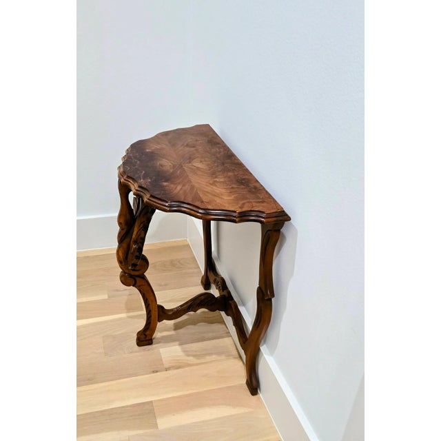 Antique Hand-Carved Demi Lune Half-Moon Table For Sale - Image 4 of 7