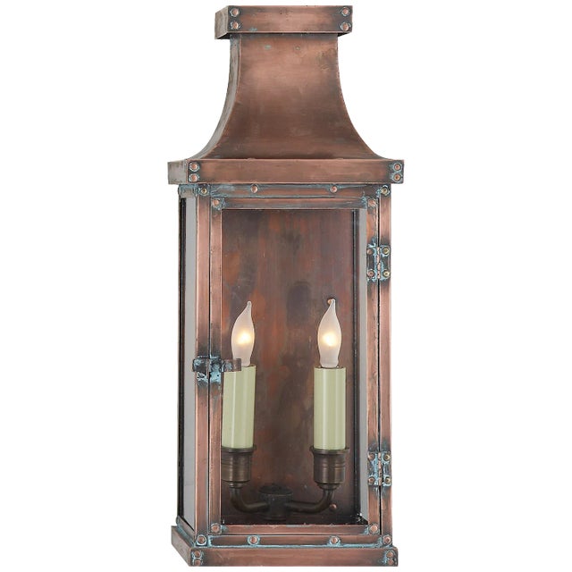 Chapman & Myers for Visual Comfort Signature Bedford Medium 3/4 Lantern in Natural Copper For Sale