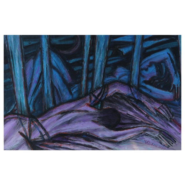 Paper Emil Betzler, Reclining Couple, German Expressionist Painting For Sale - Image 7 of 7