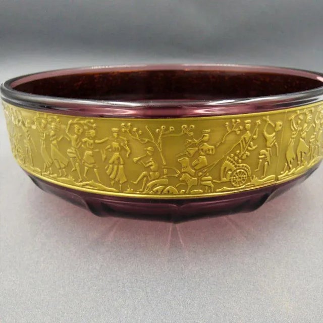 Art Nouveau Crystal Volkette Bowl with Gold Relief from Moser For Sale - Image 5 of 10
