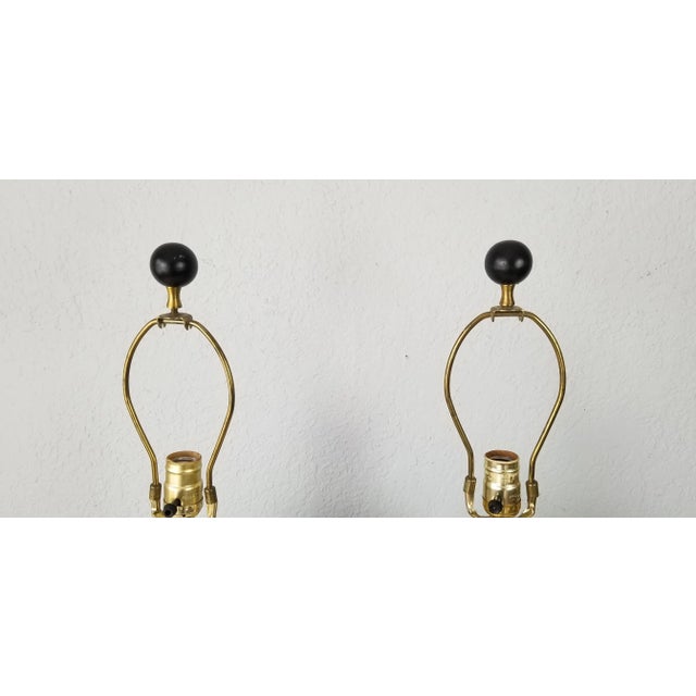 Ceramic Vintage Japanese Hand Painted Pottery Table Lamps - a Pair For Sale - Image 7 of 12