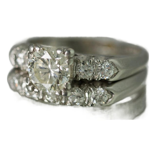 Late 20th Century Platinum Wedding Set, Size 5 For Sale