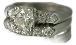 Late 20th Century Platinum Wedding Set, Size 5