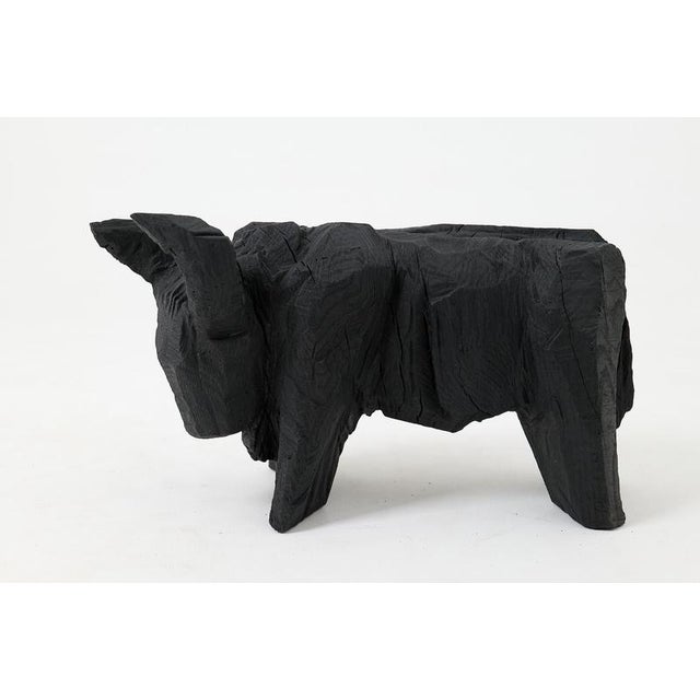 Wood Taurus Sculpture in Burnt Oak by Logniture For Sale - Image 7 of 17