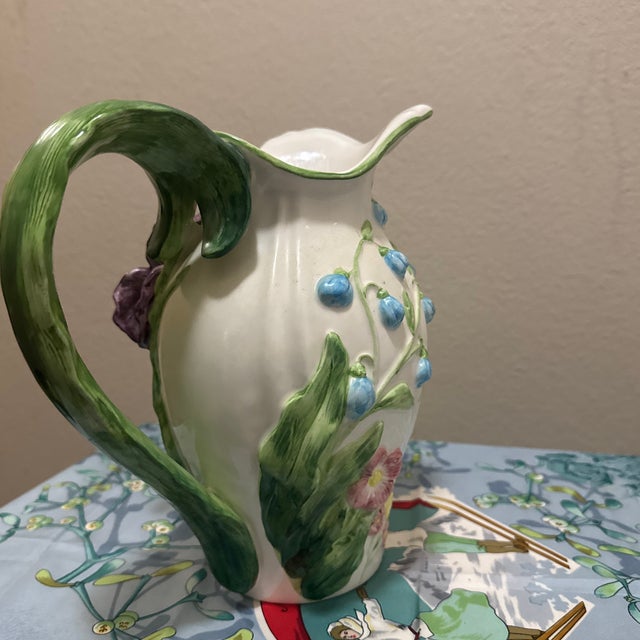 1990s Vintage Fitz & Floyd "Wildflowers" Iris & Daffodil Pitcher For Sale - Image 5 of 11