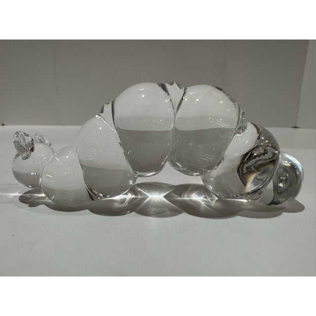 1980s Clear Crystal Glass Caterpillar Figurine Art Glass Animal Paperweight For Sale - Image 4 of 7