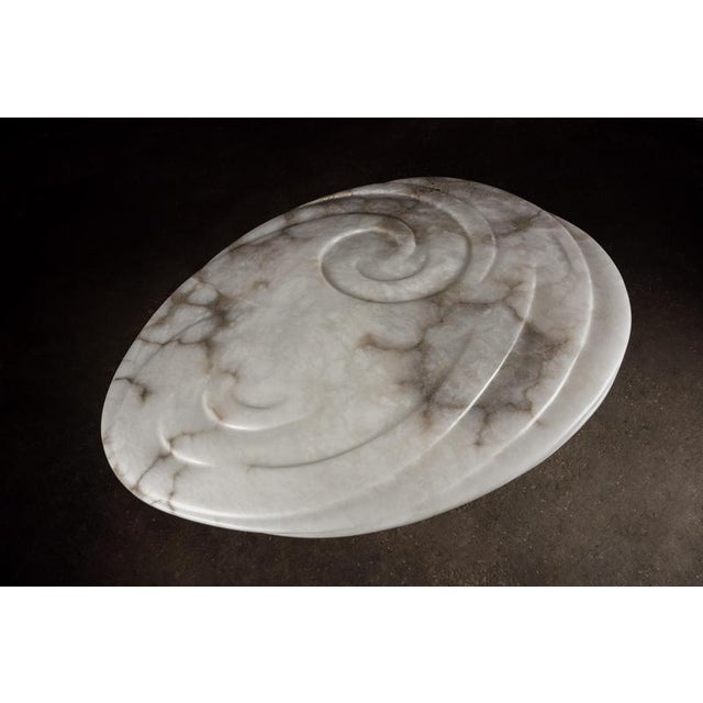 Aqua Fossil Center Table II in Alabaster by Amarist Studio For Sale - Image 11 of 16