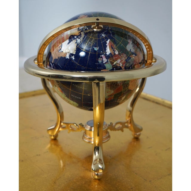 Age: Approx: 20 Years Old Details: Nice Decorative Desk Top Globe Revolving & Tilting High Quality Multi Color Stone...