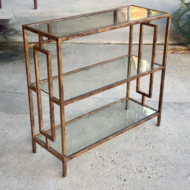 Chinoiserie Vintage Maison Jansen Style Hollywood Regency Bespoke Hand Gilt Etergeres Bookcase-Newly Painted For Sale - Image 3 of 12