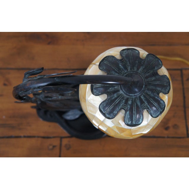 Vintage Maitland Smith Bronze Marble Mother of Pearl Tulip