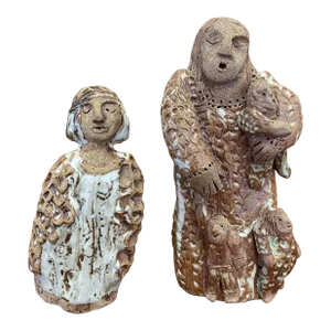Pair of Handmade Ceramic Figurines, Circa 2012