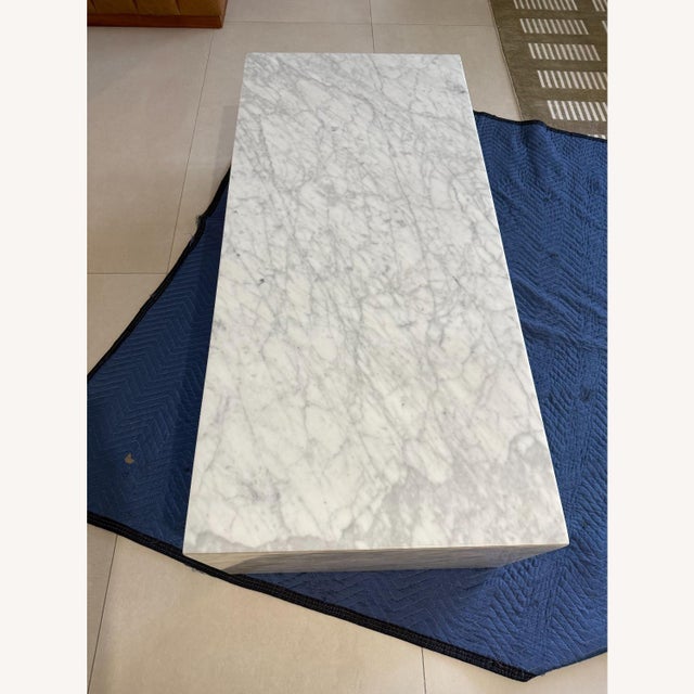 Contemporary Williams Sonoma Pierre White Marble Coffee Table (56") For Sale - Image 3 of 9
