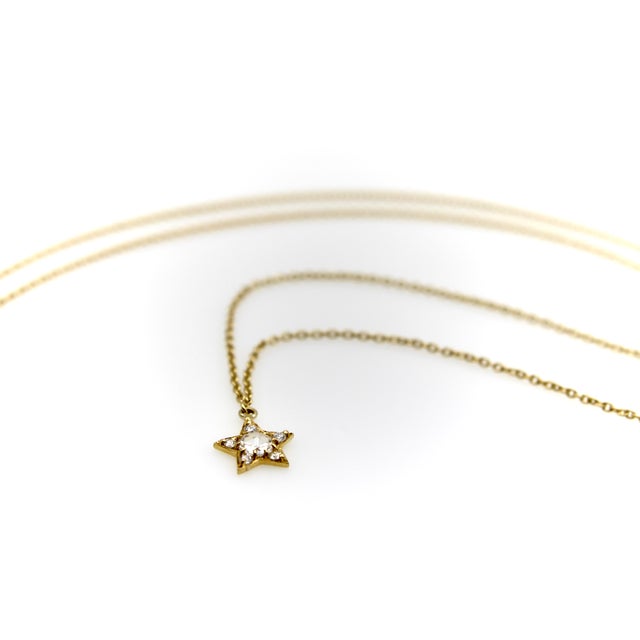 1990s 1990s Contemporary 18k Gold Rose Cut Diamond Star Pendant Necklace For Sale - Image 5 of 11