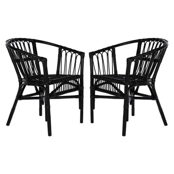 Adriana Rattan Accent Chair - Black, Set of 2 For Sale - Image 11 of 11