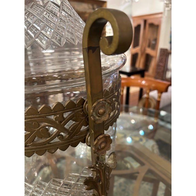 Brass Large Cut Crystal & Brass Samovar For Sale - Image 8 of 12