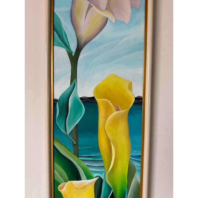 Vintage Calla Lilies Still Life Oil Painting, Framed For Sale In Miami - Image 6 of 11