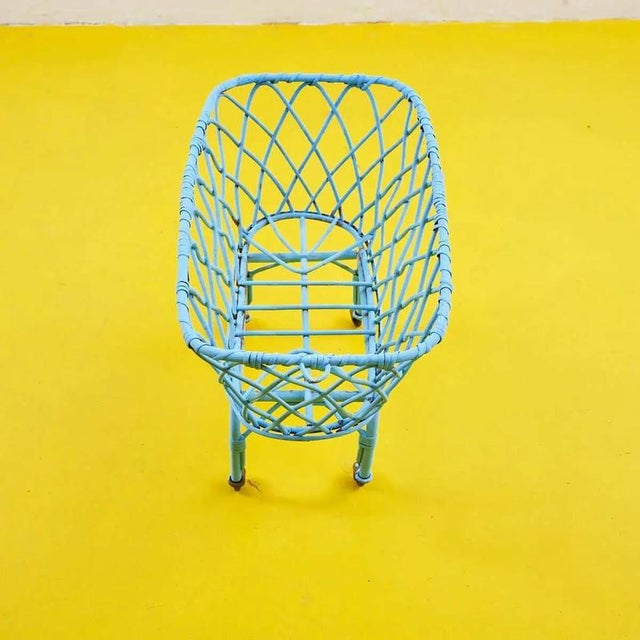 Vintage Blue Basket, 1960s For Sale - Image 4 of 5