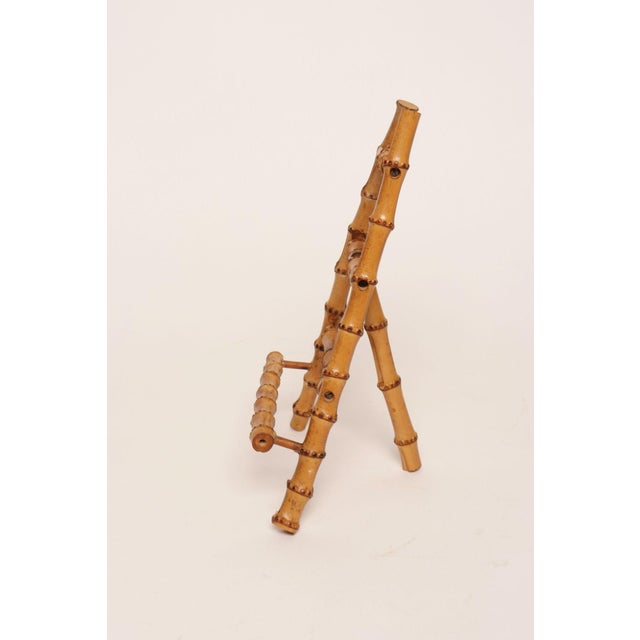 Vintage Diminutive Scorched Bamboo Tabletop Easel / Picture Display For Sale - Image 13 of 18
