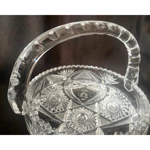 Late 19th Century Antique Eapg Cut Glass Basket or Bowl, American Brilliant Period For Sale - Image 5 of 12