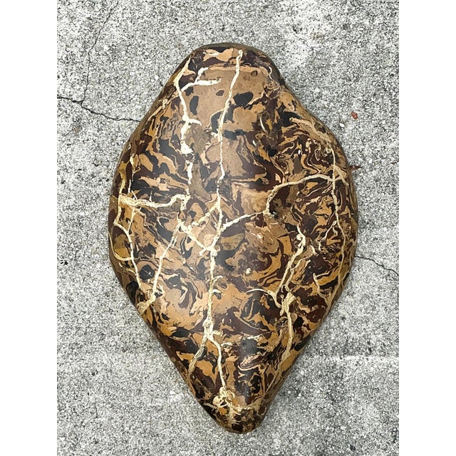 This refined vintage Italian scagliola turtle shell is a striking decorative object that exemplifies the mastery of...