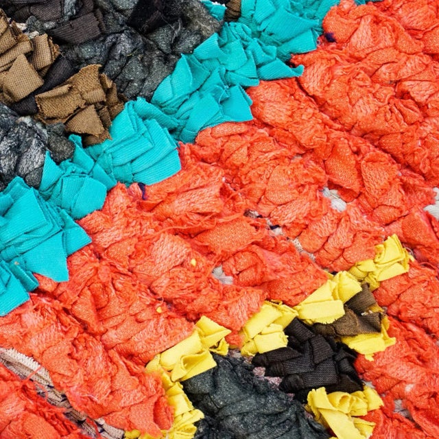 Textile Vintage Moroccan Multicolored Hand-Knotted Berber Boucherouite Rug For Sale - Image 7 of 11