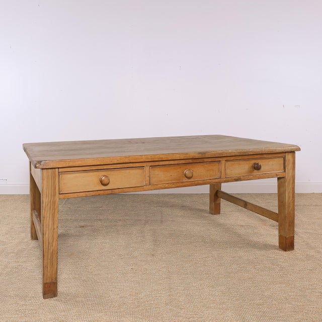 Late 19th Century Antique English Pine Three-Drawer Farmhouse Table | Circa 1870 For Sale - Image 5 of 8