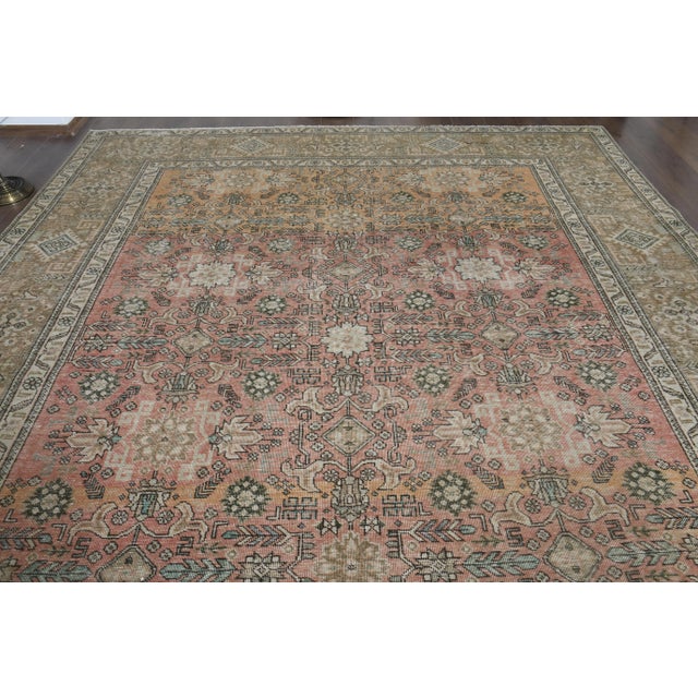 1970s Vintage Persian Handmade Wool Orange Area Rug For Sale In San Francisco - Image 6 of 11