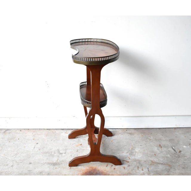 Antique French Rognon Parquetry & Galleried Side Table For Sale - Image 4 of 10