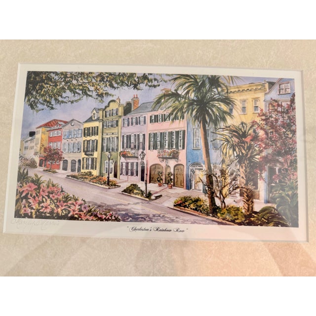 American Vintage Marilyn Morris Signed “Charleston’s Rainbow Row” Framed Art Print - 17.25” X 12.5” For Sale - Image 3 of 10