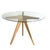 Mid-Century Modern Custom-Made Round Glass Top Kitchen Table With Starburst Sculptural Wood Base (42") For Sale - Image 3 of 8