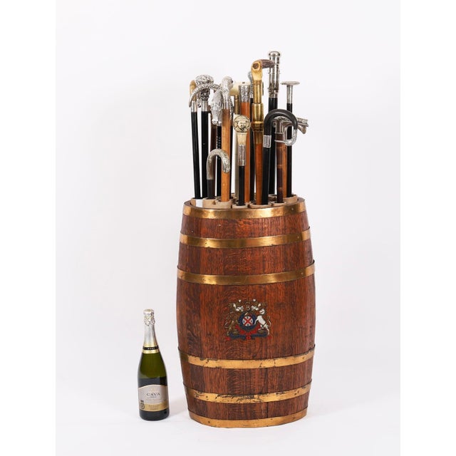 Antique Oval Brass-Bound Barrel Umbrella and Stick Stand, 1810s For Sale - Image 14 of 16