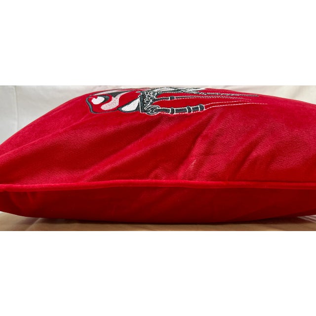 16" Square Decorative Throw Pillow Embellished With a Majestic Horse With Bridle Stitched in Silver and Black - Made in the U K For Sale - Image 9 of 11