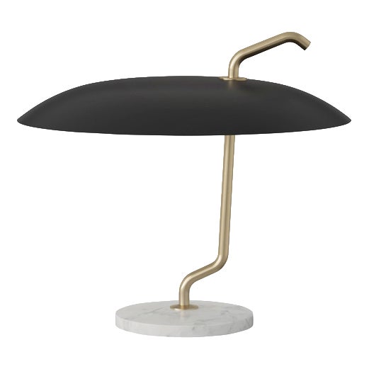Model 537 Lamp with Brass Structure and Black Reflector by Gino Sarfatti for Astep For Sale